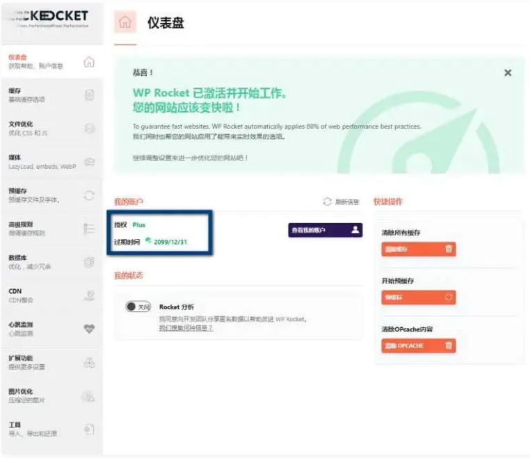 WPRocket3.10.1去广告已授权安装即为增强版-ss