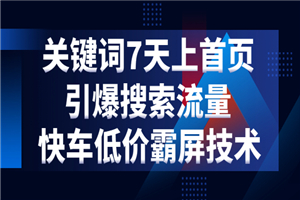 电商关键词七天上首页，引爆搜索流量，快车低价霸屏技术（5节视频课）