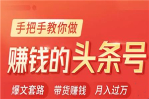 今日头条变现课：手把手教你做赚钱的头条号，轻松月入过万