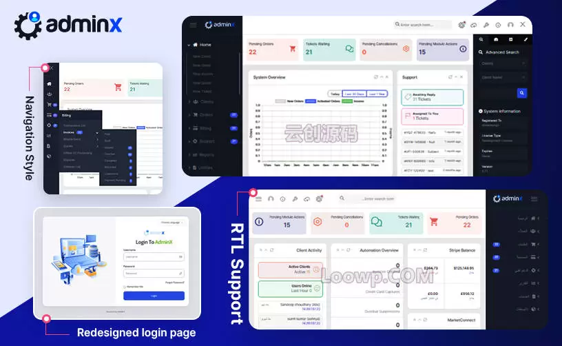 AdminX去授权版1.0.4 WHMCS管理控制台主题模板