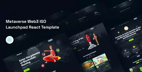 ReacBot数字资产NFT投资和元宇宙IGO启动板ReactJS网站模板