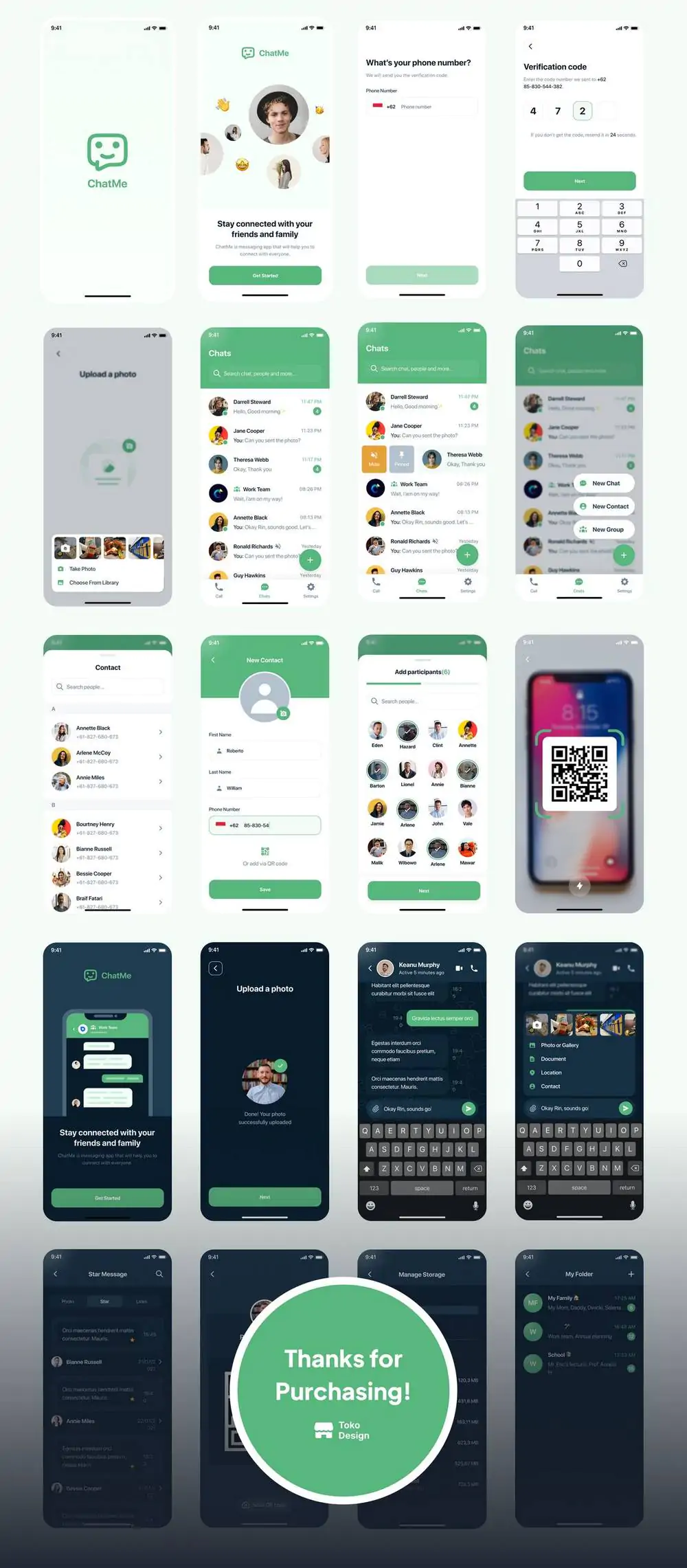 Chatme含130屏Messenger即时聊天APP界面设计UI模板