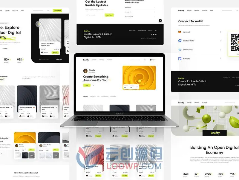 [2.1.1]Enefty数字加密藏品NFT市场Web和手机APP应用UI模板NFT Mobile Apps UI Kit