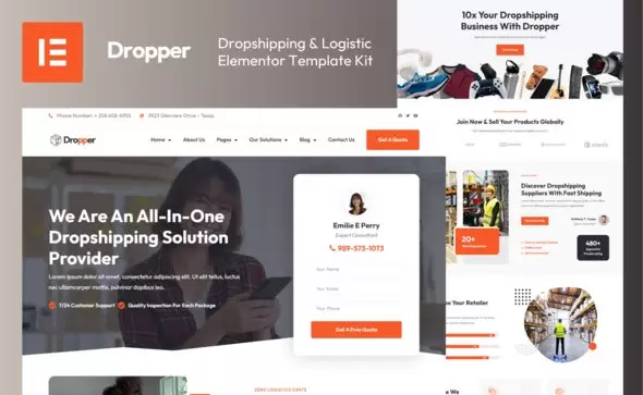 iDroper外贸商品直销代销Dropshipping服务网站Elementor模板