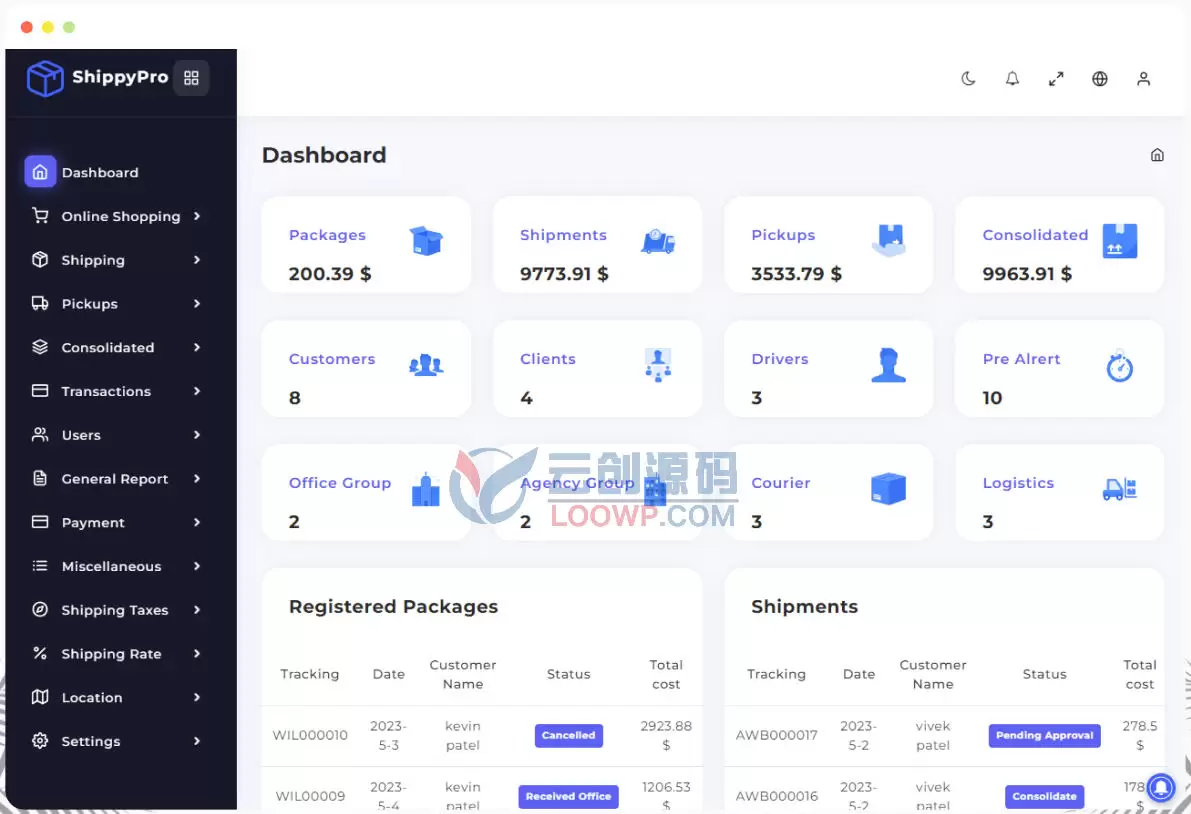 NodeJS货运快递物流综合运输管理系统网站源码