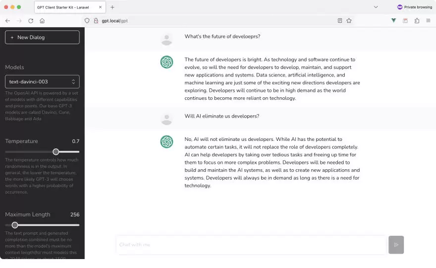 Laravel框架GPT-3 starter kit应用开发启动模板V2023-03-13