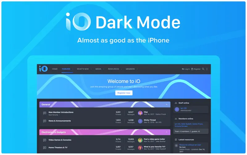 iO Dark Mode苹果iOS系统深色系Xenforo论坛风格V2.2.8.1.0