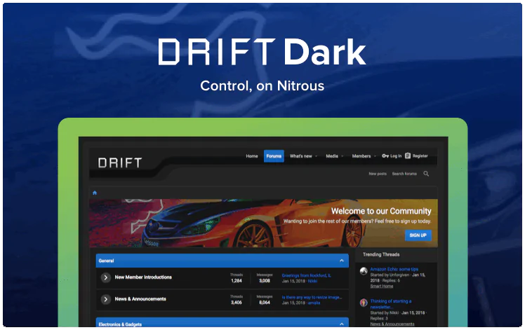 Drift Dark酷黑风格响应式论坛网站Xenforo2X模板V2.2.8.1.0