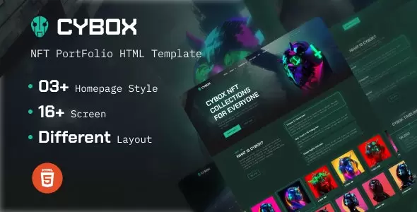 Cybox酷黑风区块链NFT数字藏品投资交易HTML5模板