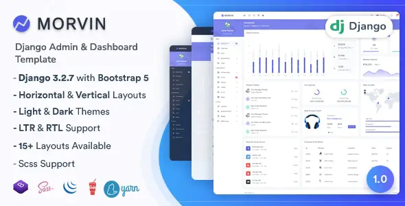 Django明暗色系网页应用管理后台仪表盘模板Morvin 1.0