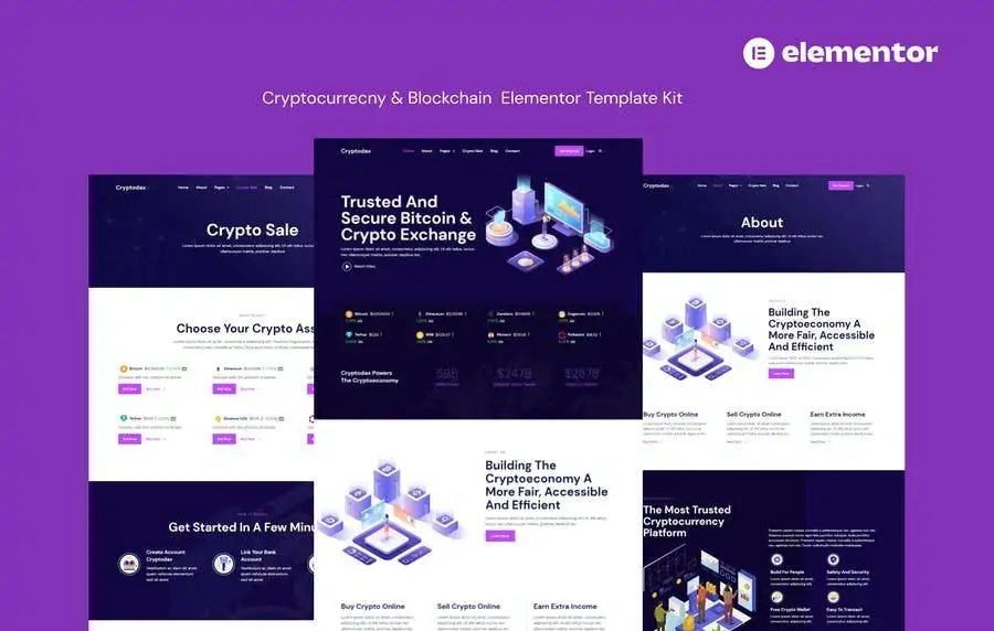 Cryptodex加密货币区块链ICO落地页网站Elementor模板