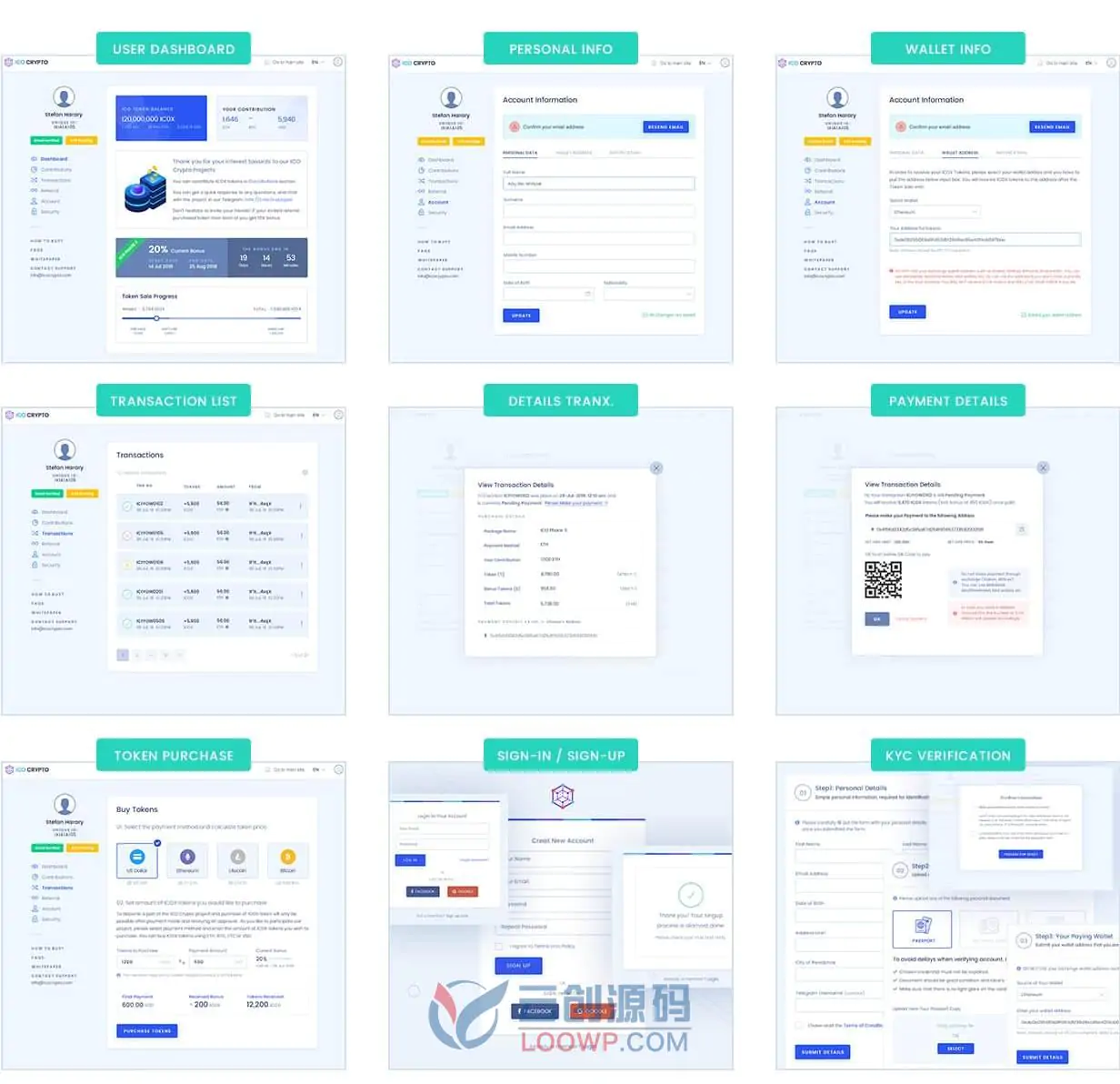 [2.0]ICOCrypto比特币Crypto货币ICO落地页面HTML5模板 带用户中心模板