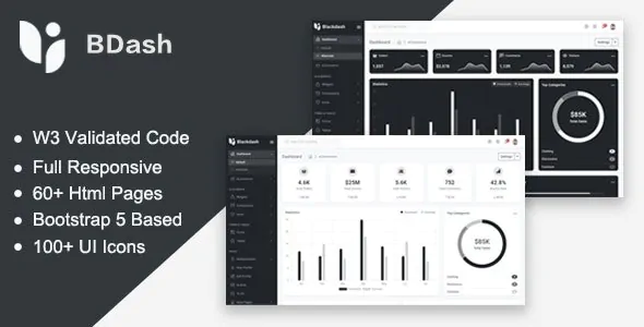 【BDash 1.0】黑白风格全响应Bootstrap 5管理后台仪表盘模版