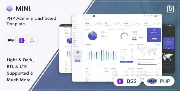 Bootstrap + gulp构建深浅双色管理后台仪表盘PHP网站模版