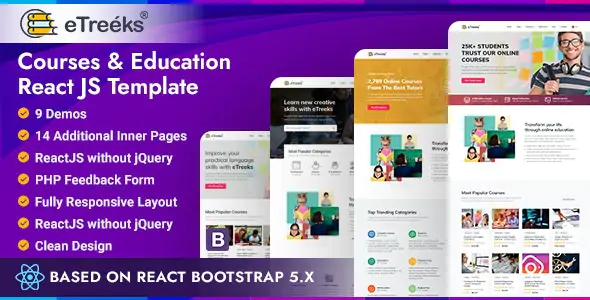 【EduReact 1.0】响应式在线学习教育培训网站Bootstrap&ReactJS模版