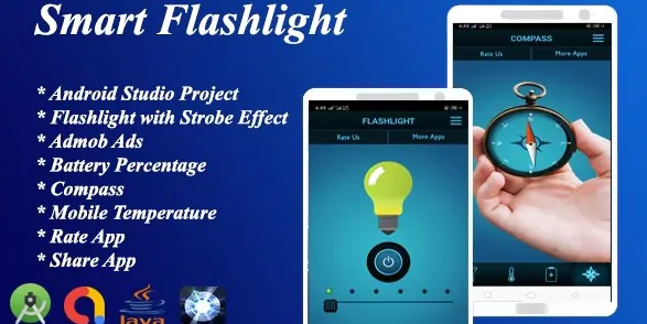 [1.0]iTorch智能手电筒Android应用APP源码 带频闪效果+电池百分比+温度+指南针
