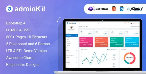 【AdminKit 1.2】多用途Bootstrap 4.0 管理面板仪表盘模板