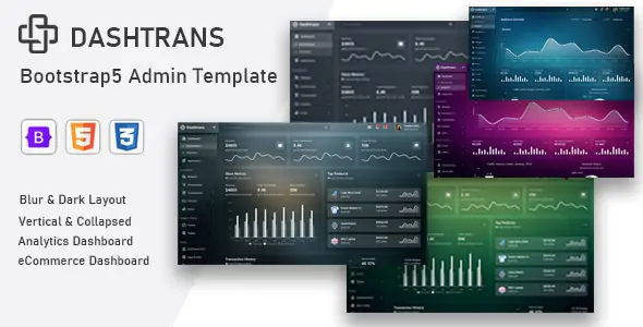 【Dashtrans v1.0】响应式管理后台仪表盘BOOTSTRAP5模板