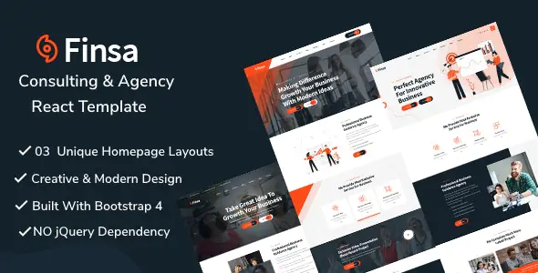 React模版Finsa v1.0.1：咨询服务和代理机构网站ReactJs模版