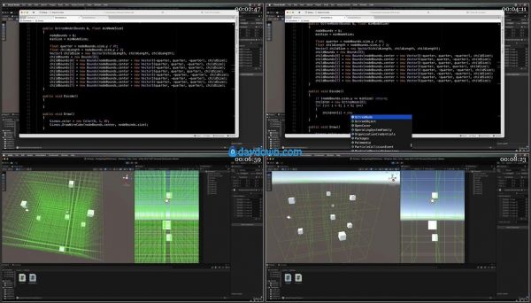 Unity和C#游戏开发中基于八叉树递归和A*算法3D寻路实现视频教程