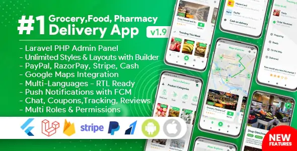 GFPS Delivery杂货店/餐厅饭店/药房送货Flutter源码V2.0.1 带后端管理面板