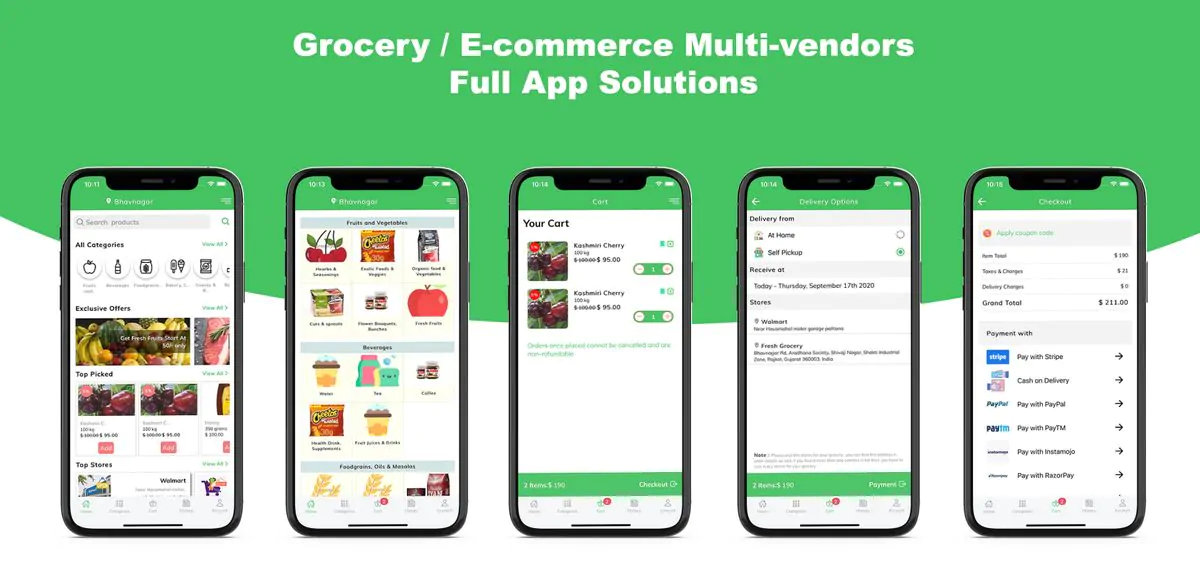 【Grocery v7.0】跑腿送货服务系统APP源码/多商户系统/ionic 5应用APP源码(Android + iOS)/CodeIgniter后端