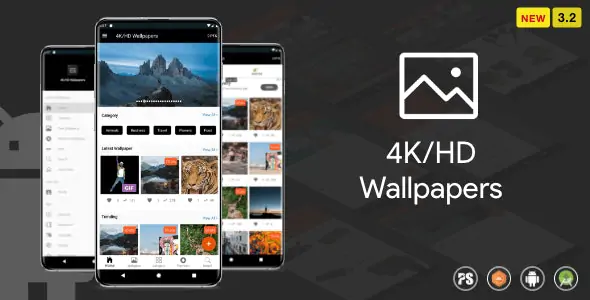 4K/HD壁纸Android应用App源码 自动随机播放+Gif+实时+Admob+PHP后端