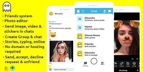 【LooSnap v1.0】仿Snapchat社交系统社交网络Android应用APP源码+firebase后端