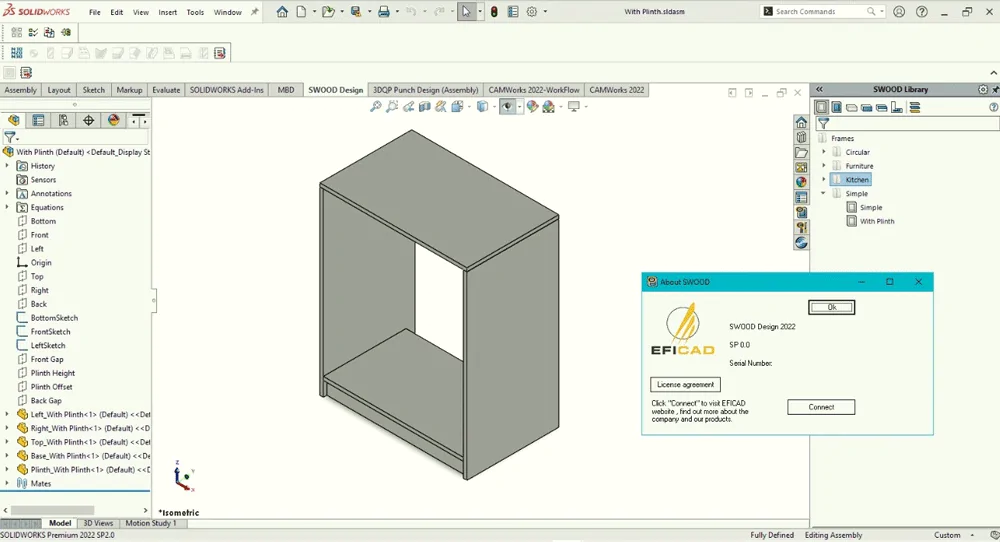 木材和样板加工Solidworks插件EFICAD SWOOD 2022 SP0.0 激活版