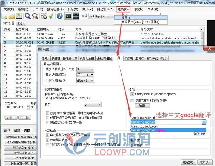 视频教程英文字幕Google自动翻译神器Subtitle Edit 3.6.3 中文汉化版免费下载