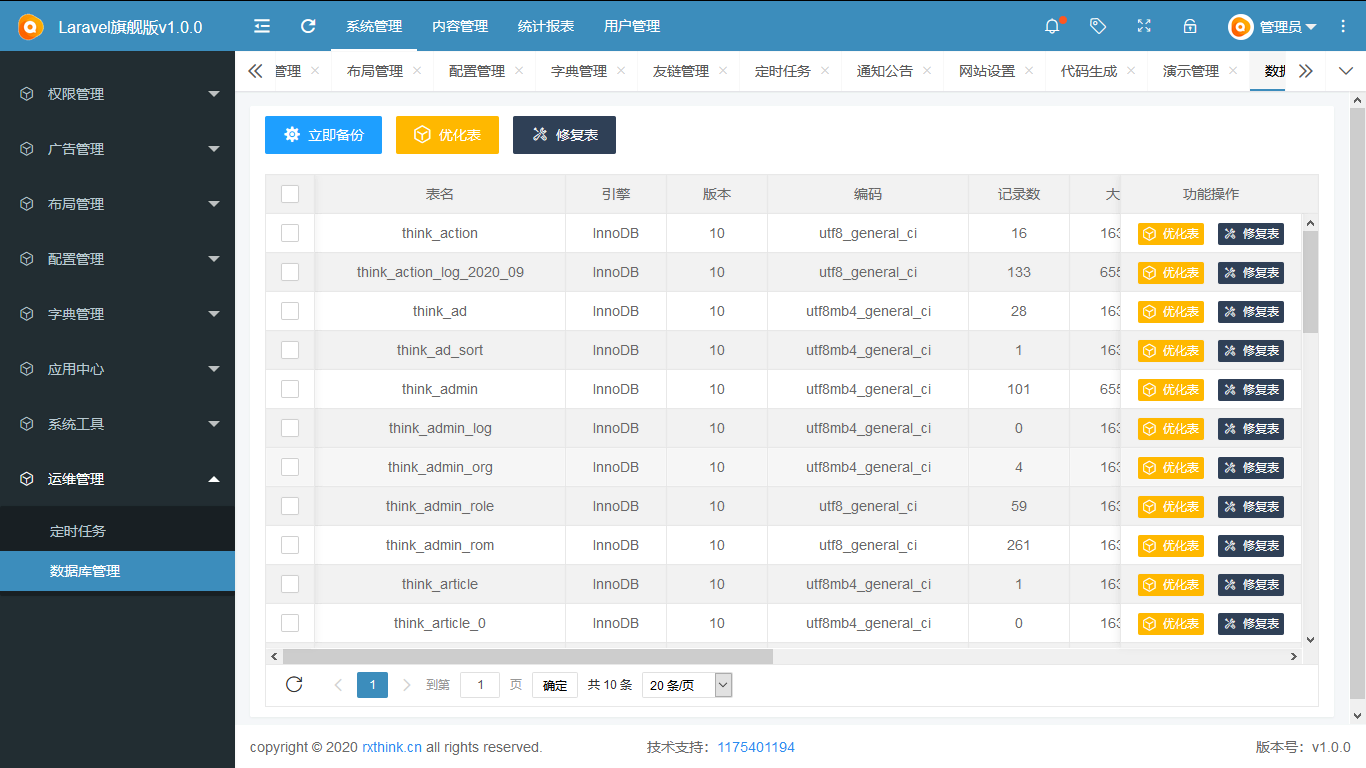 权限(RBAC)及内容管理框架源码RXThinkCMF_Laravel8_PRO 发布下载