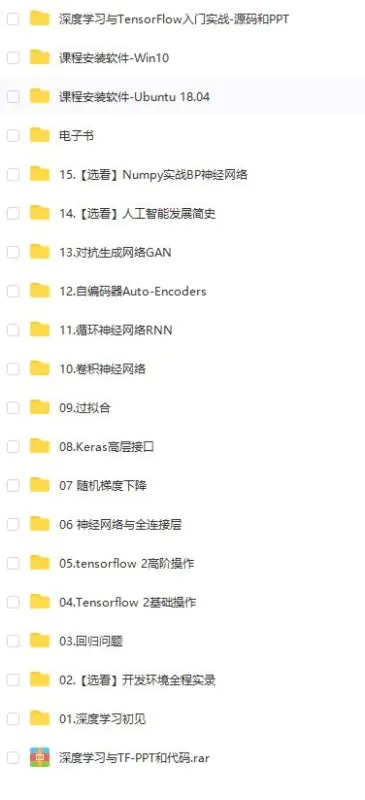 【中文】深度学习与TensorFlow 2入门实战视频教程(174课时)