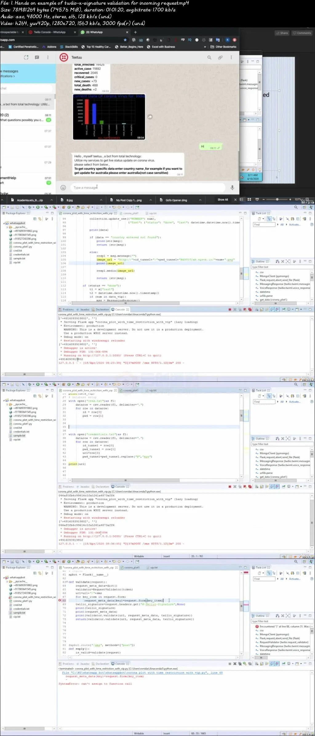 基于Python和Twilio自动化Whatsapp机器人应用开发视频教程