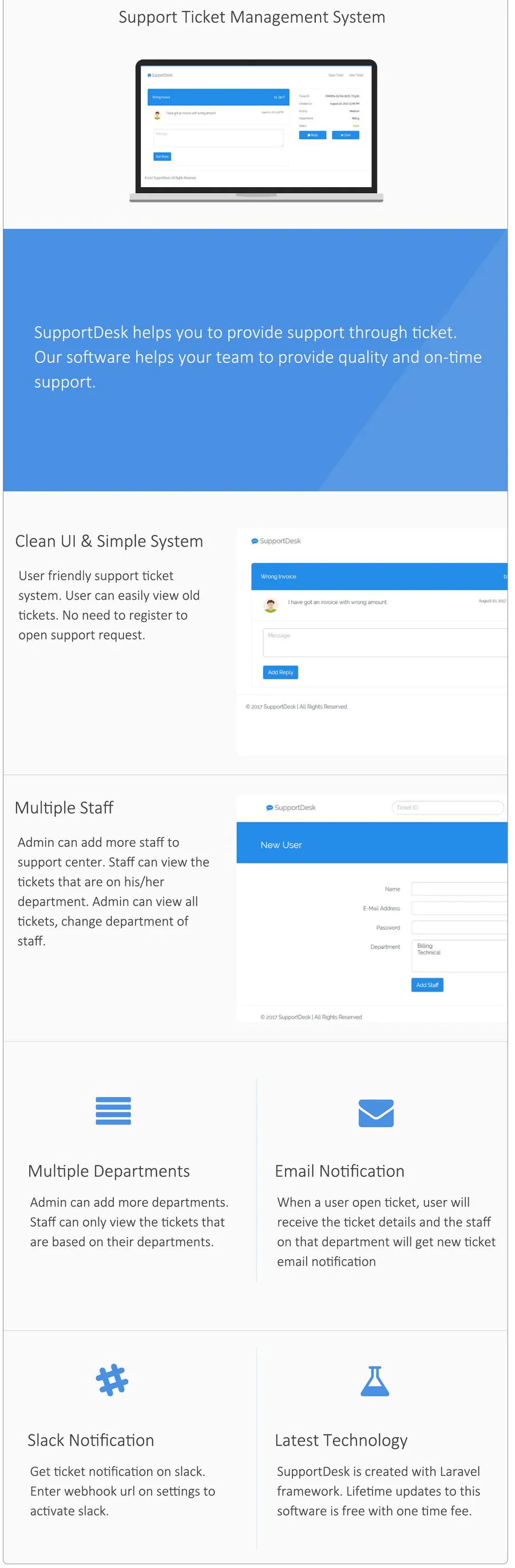 Laravel+Bootstrap支持工单管理系统PHP源码SDesk v2.0.0