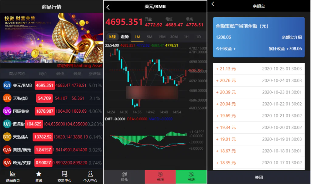 11月更新黄金期货网站时间盘源码二开版+带余额宝功能+数字火币交易+完整数据+k线正常