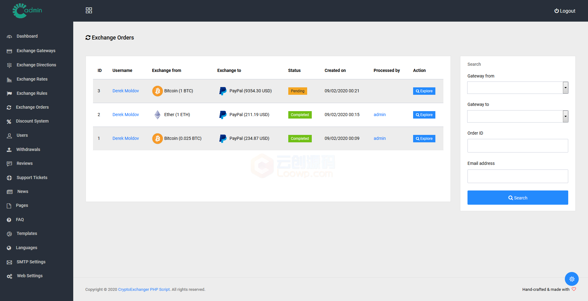 LooCryptoEx高级电子/数字货币兑换系统PHP源码V4.1