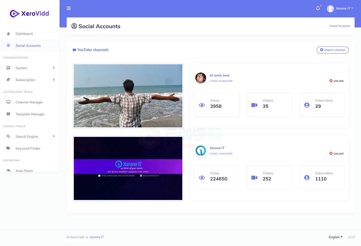 XeroVidd完整的YouTube营销应用程序PHP源码（SaaS平台）更新至v1.1